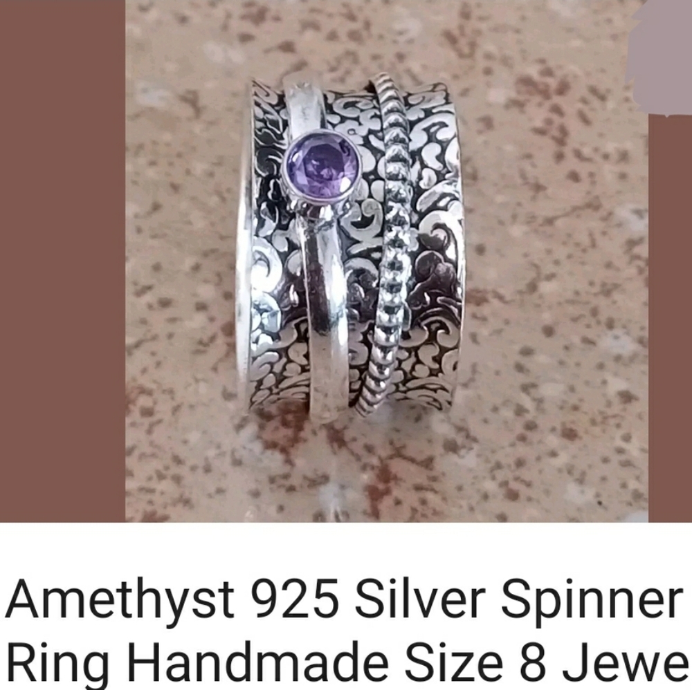 🆕️🌍.925 AMETHYST PERIDOT SPINNER MEDITATION - Picture 4 of 4